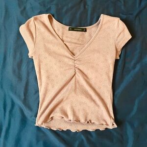 Women's Purple/Pink Mauve Ruched Lettuce Hem Top